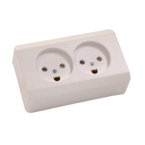 Opus66 Udvendig Stikkontakt M/J dobbelt hvid