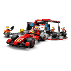  F1�-pitstop og pitcrew med Ferrari-bil