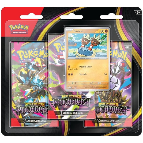Pok�mon Blisterpakke - 3-pak: 3 Mega Evolution: Pitch Black Booster Pakker + Binacle Black Star Promo