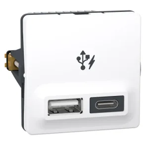 Fuga USB A+C lader, 1 modul, hvid