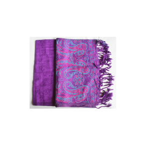 Pashmina lilla, pink og turkis