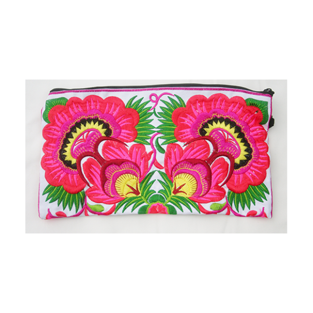  Pung Taske Clutch Penalhus hndlavet hvid pink