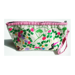 Taske Pung Kosmetikpung Penalhus hndlavet med strop og brodering