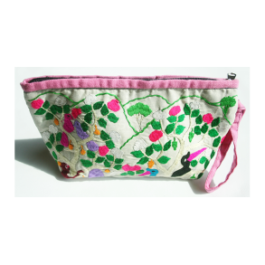 Taske Pung Kosmetikpung Penalhus hndlavet med strop og brodering