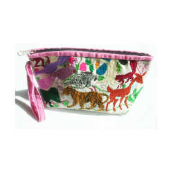 Taske Pung Kosmetikpung Penalhus hndlavet med strop og brodering