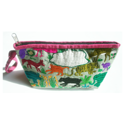 Taske Pung Kosmetikpung Penalhus hndlavet med strop og brodering