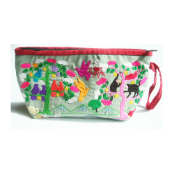 Taske Pung Kosmetikpung Penalhus hndlavet med strop og brodering