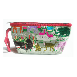 Taske Pung Kosmetikpung Penalhus hndlavet med strop og brodering