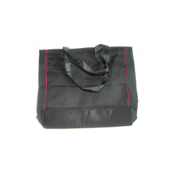 Taske stor sort rd kant med blomster