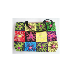 Taske stor sort pink gul bl lilla praktisk