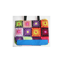 Taske stor sort rd turkis lilla gul praktisk