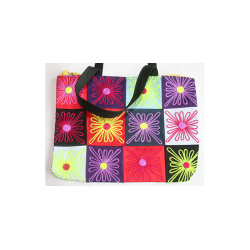 Taske stor sort rd turkis lilla gul praktisk