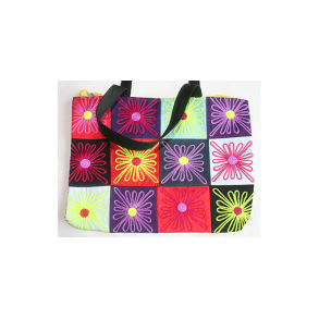 Taske stor sort rd turkis lilla gul praktisk