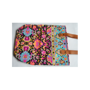 Sort canvas taske med lderrem