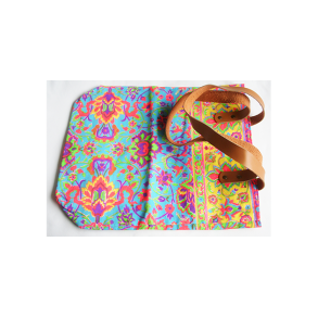  Lysebl canvas taske med lderrem