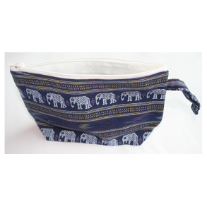 Marine bl Taske Pung Kosmetikpung Penalhus hndlavet med strop