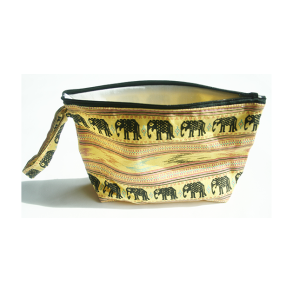 Gul Taske Pung Kosmetikpung Penalhus hndlavet med strop