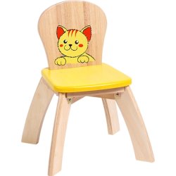 Stol med kattemotiv, gult sde Voila