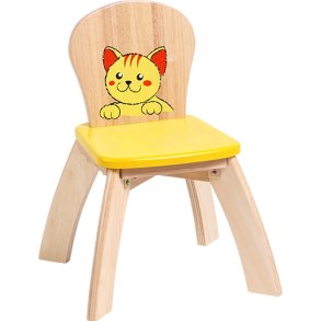 Stol med kattemotiv, gult sde Voila