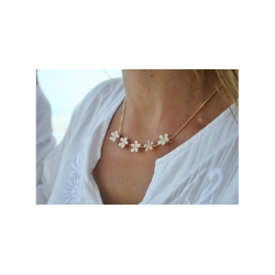 Halskde kort guld belagt krystal opal blomster