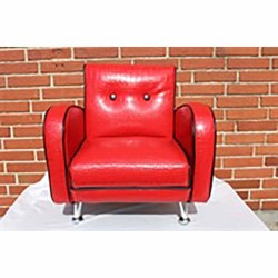 MINI NANCY STOL RD KROKODILLE SKIND MED SORTE KANTER